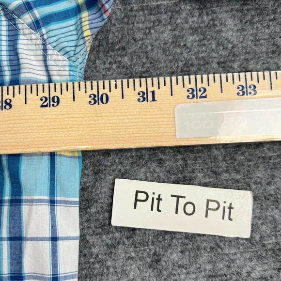 Knockout Jeans Button Up Shirt Mens 3XB Blue Plaid Pearl Snap Pockets & Sleeves - Picture 6 of 8